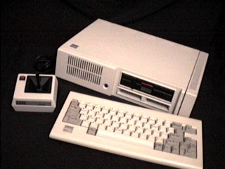 [PCjr with joystick, later keyboard and one expansion module]